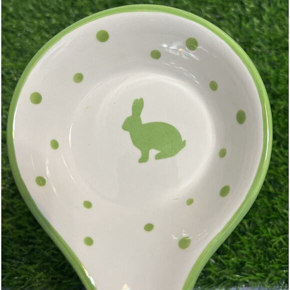 Terramoto Ceramic Spring Easter Bunny Polka Dotty Kitchen Tool‎ Table Spoon Rest - Picture 2 of 4